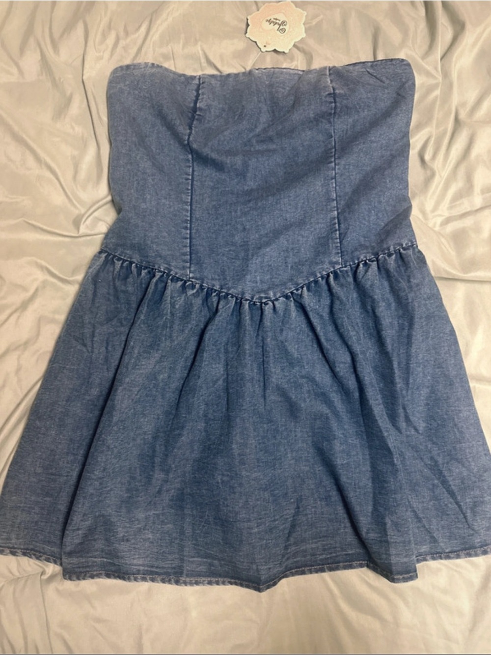 Strapless Denim Sundress in Light Blue